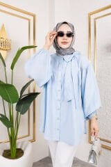 Omuz Fiyonklu Tunik 1005-Bebe Mavisi