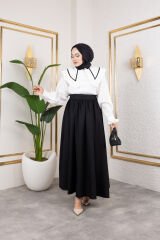 Çan Kesim Kloş Etek 1004-Siyah