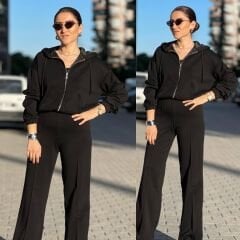 Modal Kumaş Kapüşon Detaylı Hırka Eşofman Takımı